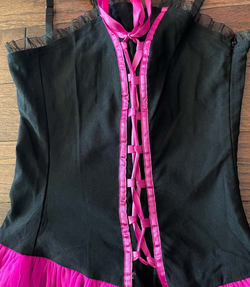 Widow Dolls Kill Pink Black Corset Babydoll Dress Goth S - Picture 6 of 12
